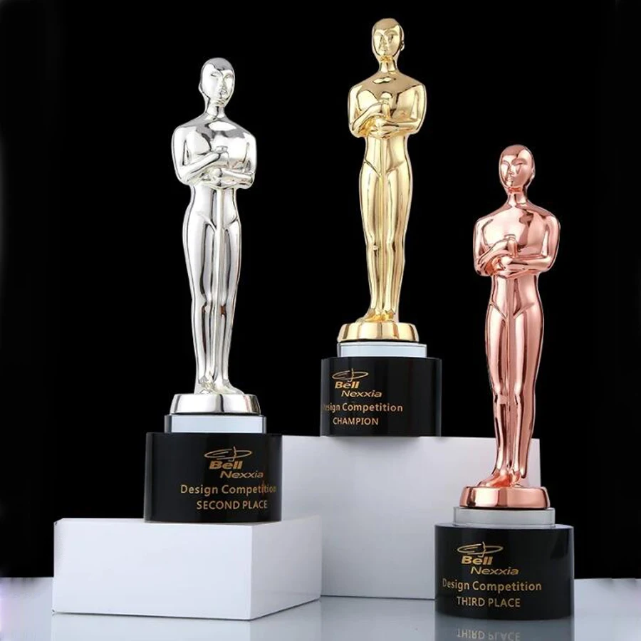 Little Golden Man Oscar Trophy Customized Crystal High-end Creative Excellent Staff Annual Meeting Film Actor Award