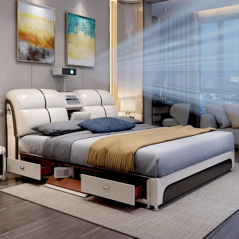 Can design new modern smart beds, storage beds leather beds, modern luxury double beds, massage bedroom beds