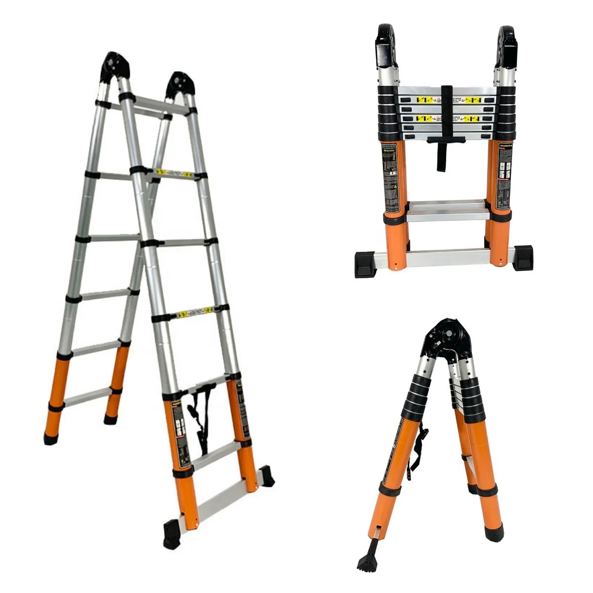 High Quality Straight Type Feet Folder Step 20 Ft Aluminum Folding Extending Telescopic Stainless Steel Inclined Portable Ladder