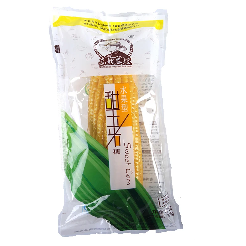 Sweet corn on the cob vacuum packaged