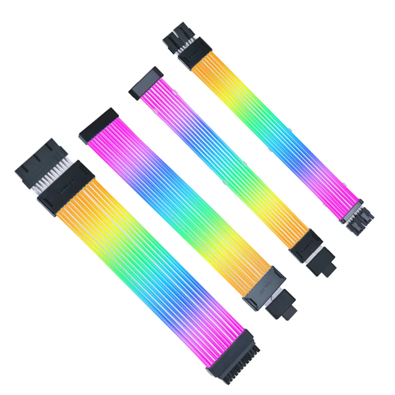 Lian Li Strimer Wireless RGB PSU Extension Cable Bendable Silicone Wire Gen.4th ATX 24Pin 16Pin ,Detachable Soft Silicone