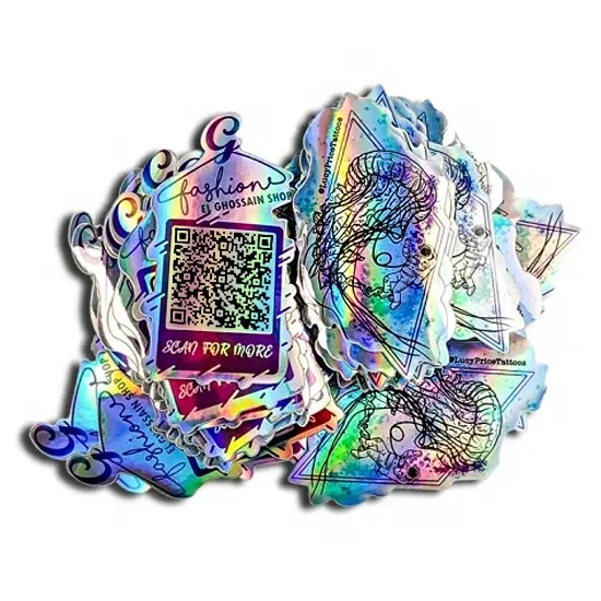 UV Resistant Waterproof Die Cut QR Code Sticker Custom Vinyl Paper Sticker Adhesive Holographic Scan Bar Code Stickers