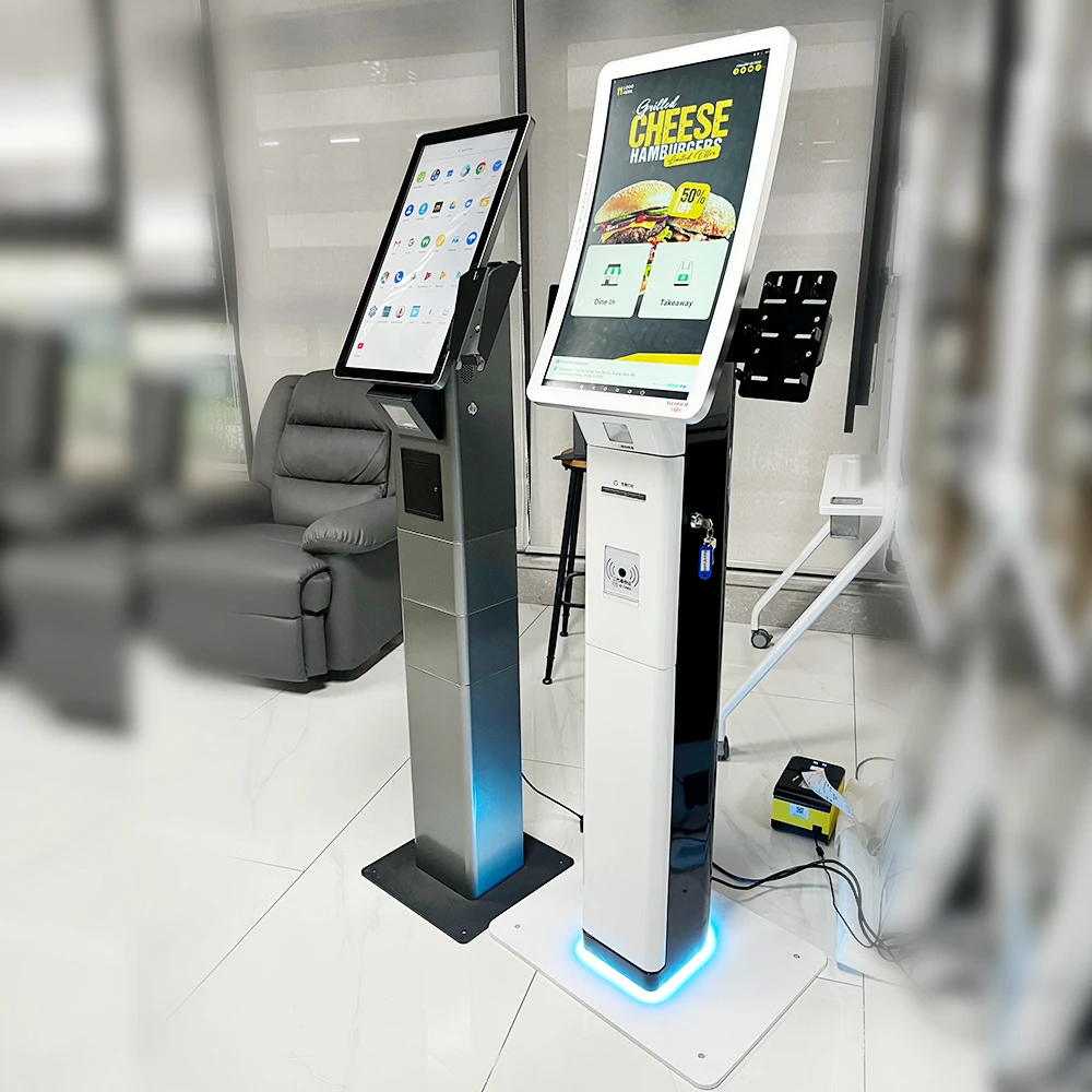 Column vertical/horizontal screen 21.5' capacitive touch 1920x1080P 4K quality receipt printer self payment kiosk