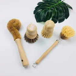 Manufacture Beech Wood Handle Natural Tampico Wood Dish Brush