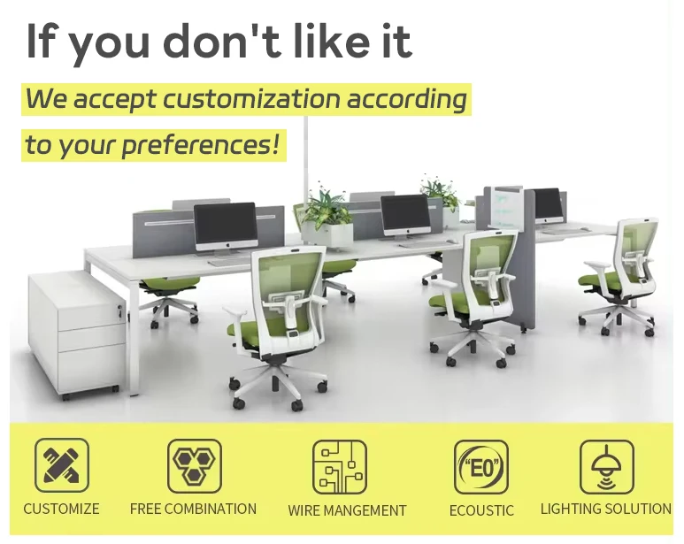 Modular Office Furniture Acoustic Workstation 2 4 6 seaters Call Center Cubicle Desk With Partition