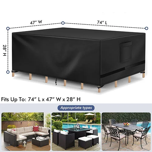 210D Oxford Waterproof Garden Furniture Cover for Outdoor Courtyard Table and Chair or Sofa Dust-Proof Protection