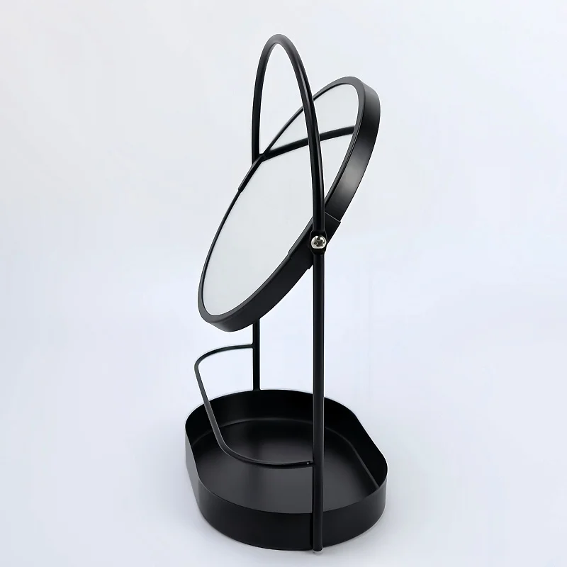 Round Vanity Black Mirror with Jewelry Holder and Storage Base Makeup Mirror Great Gifts for Mother and Wife
