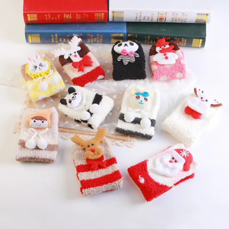 Cmax Wholesale Women Christmas Gift Sock Fuzzy Fluffy Warm Socks Polyester Cosy Slipper Socks