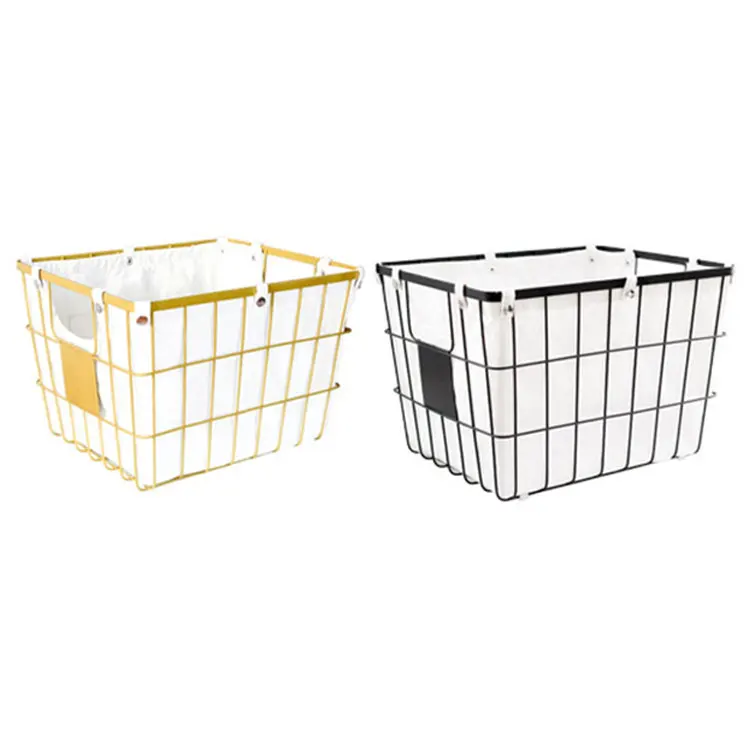 Eco friendly handmade customized size metal wire mesh basket with liner wholesale in stock