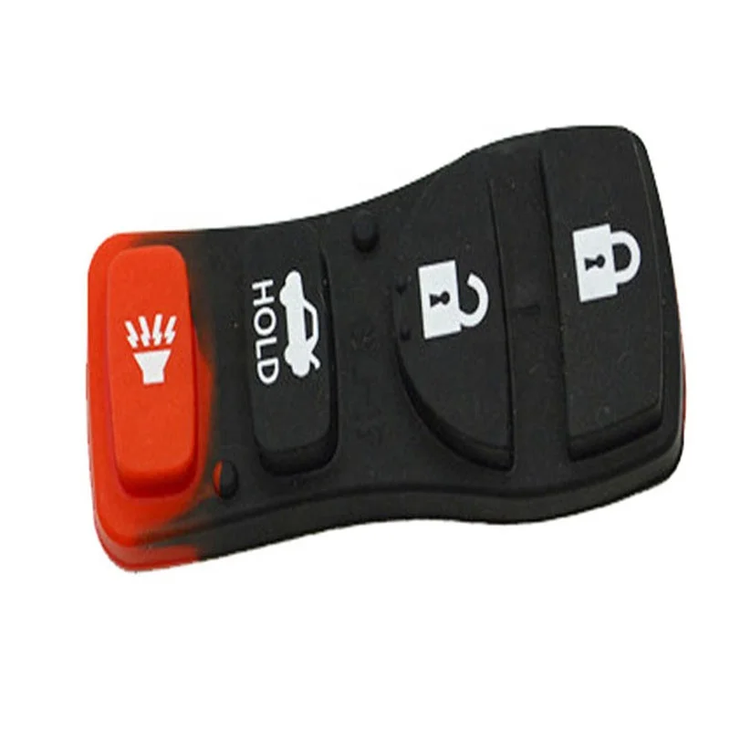 Universal car key shell replacement fob 4 buttons remote key case cover silicone rubber pads button