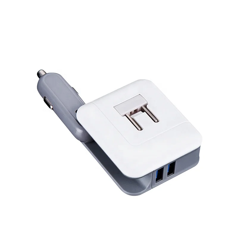
Square 5V 2.1A 2 In 1 2 Ports Dual USB Car Wall Charger For Mobile Phone And Tablet 