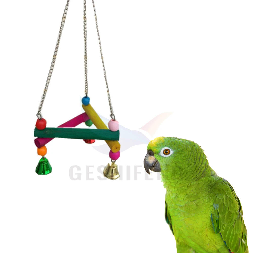 Custom 6pc 8 pc 12 packs 14 pc Birds Toys Bird Cage Accessories Parrot Bite Toy Set Swing Suspension Bridge Toy Ball Pole Set