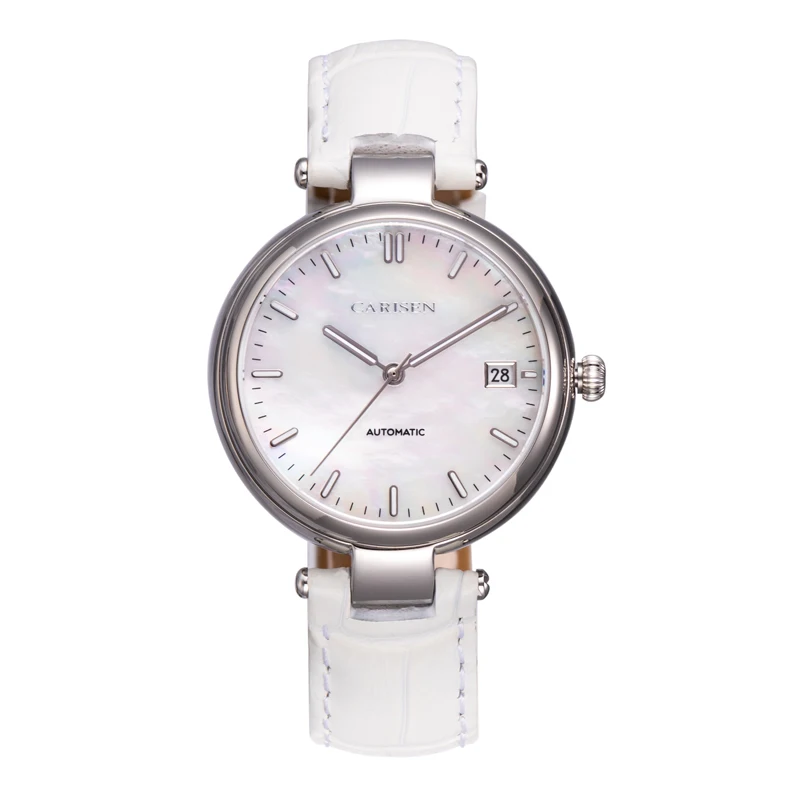 Профессиональные женские минималистичные автоматические часы Miyota Movt из натуральной кожи со светящимися стрелками