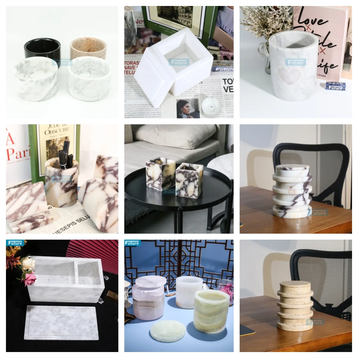 Future Stone manufacturer personalized wholesale custom purple calacatta viola round natural marble jars with lids