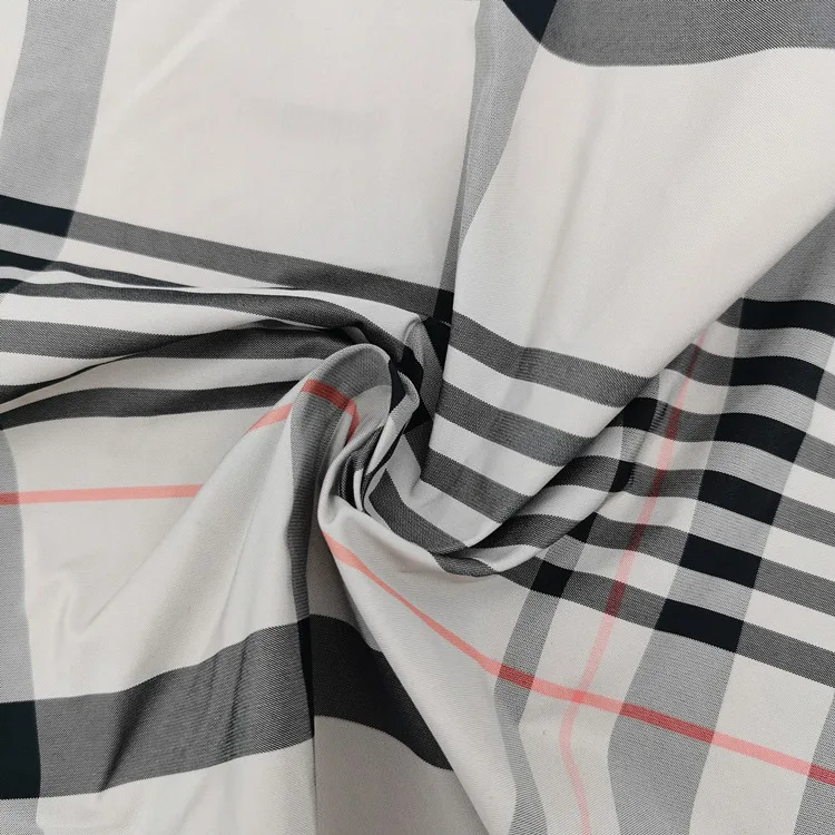 
100% polyester outdoor waterproof check pattern polyester clothes fabric 