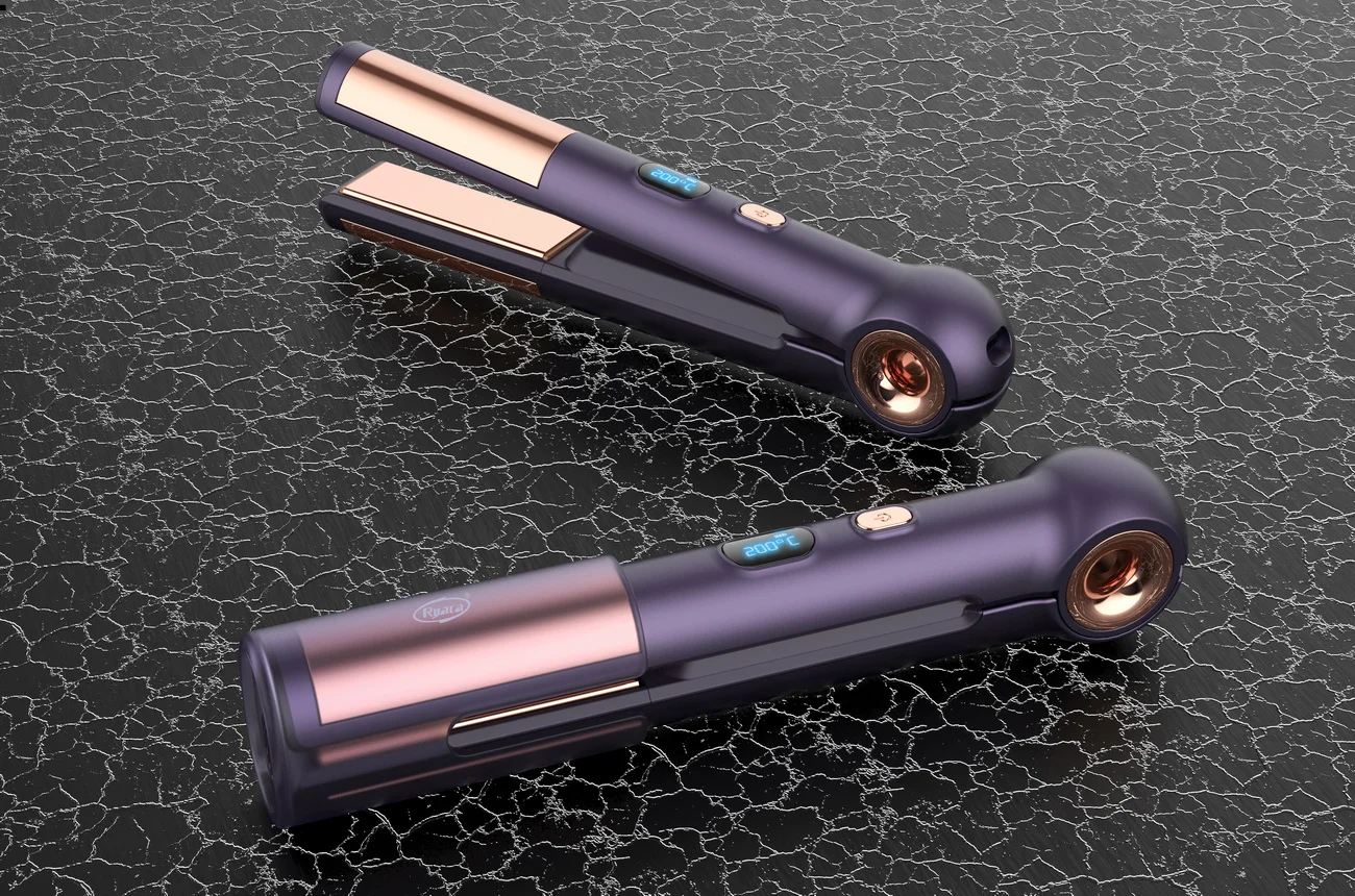 High Quality 2 in 1 Rechargeable Hair Straightening LED Display USB Flat Iron Travel Hair Straightener