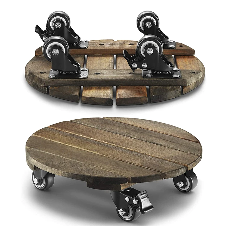 YRMT Potted Plant Pot Holder Trolley With Wheels Round Planter Flowers Pot Mover Trolley Plate Stand Garden Home