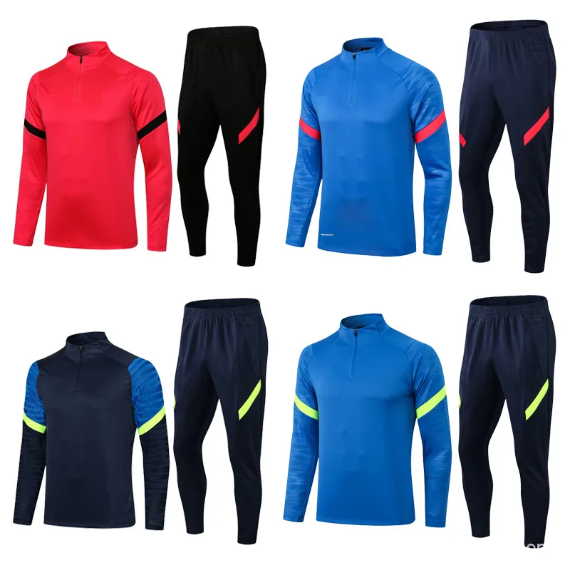 Wholesale Club custom sublimation football long sleeve shirts team training uniform football knitted soccer sets for Men