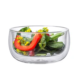 Wholsale double wall Glass Salad/fruit Bowl