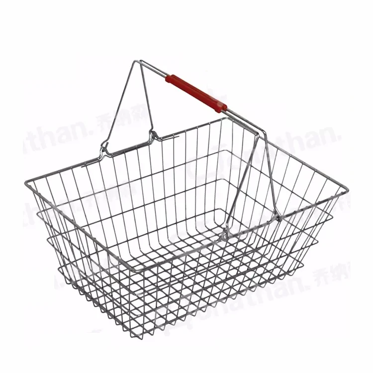 metal stainless steel cosmetics store market used hand held shopping basket