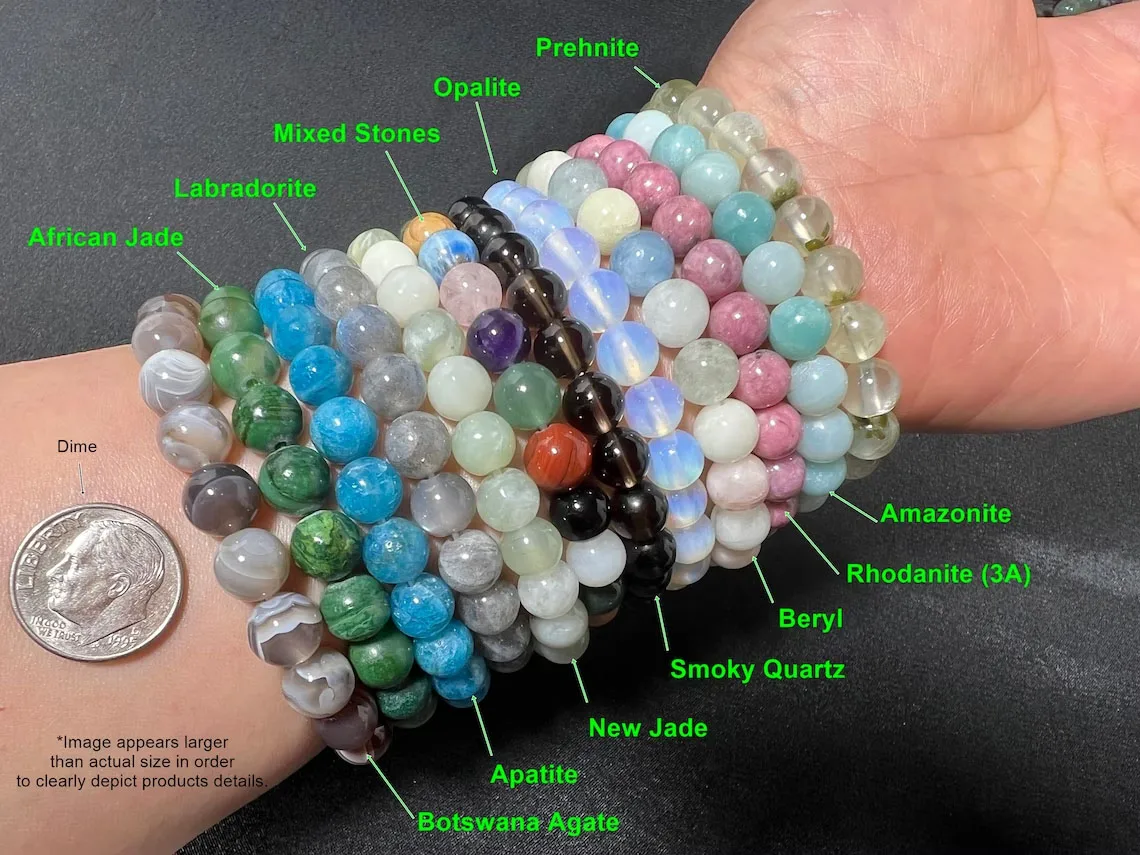 Wholesale Natural Crystal Stone Stretchy Bracelet Yoga Bangles Round Polished Gemstone Beads For Man Woman DIY Craft Quartz Jade