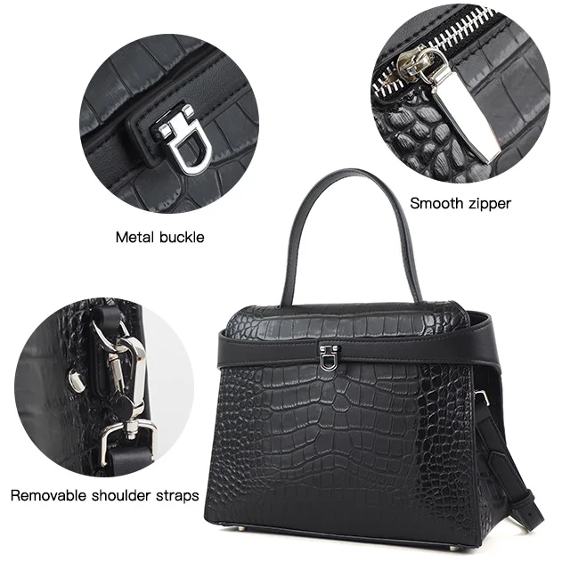 Business Women Bag Croco Pattern Tote Bag Lock Latest Shoulder Hand Bag Luxury Embossed Handbag