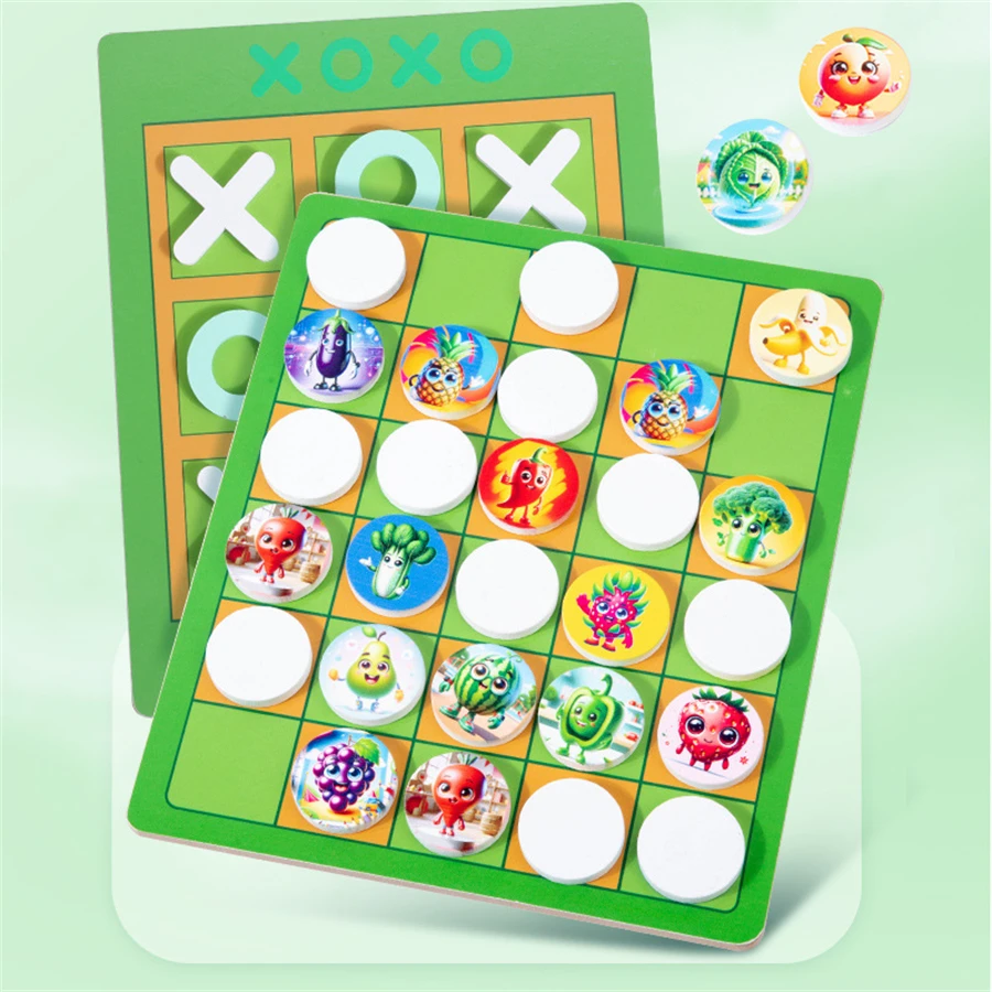 CPC CE EN71 Wooden Tic Tac Toe Mini Family Board Games Classical Puzzle Xo Chess Board Strategy Board Game