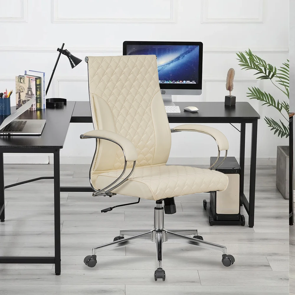 Wholesale ergonomic leather white thin pad computer executive meeting room task chair desk office chair with lumbar support