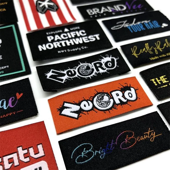 Custom Design Logo Sustainable Caps Main Labels Polyester Woven Labels for Garment Bags