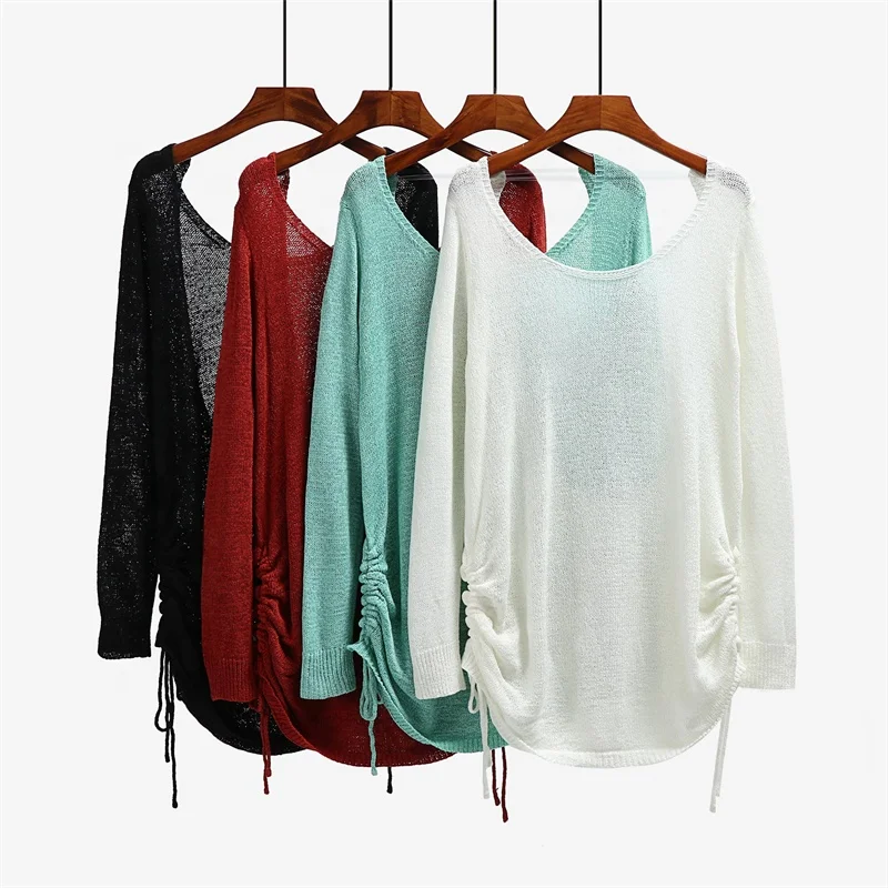 Mini sexy casual loose female sweater dress knit sundress 2178