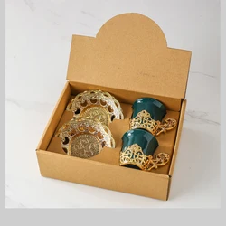 Ethiopian Coffee Cup Set Espresso Cups Mug with Gold Handgrip Handmade Saucers Turkish Ceramic Coffee Cups Teaware