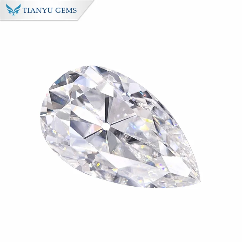 Tianyu Gems Loose 5ct 8*11mm Defvvs Super White Pear Oec Cut Moissanite Diamond Heat-treated Similar to CZ