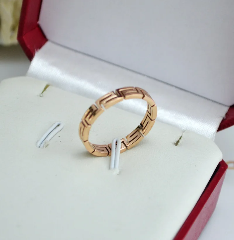 4MM Great Wall Pattern Ring Design Fine Jewelry Rings Wholesale Gold Stainless Steel Plated Latest Simple for Women Men 10pcs