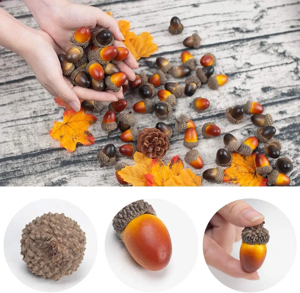 50pcs Decorative Acorns Artificial Acorns Natural Realistic Artificial Acorns for Decoration Crafts Wedding Festival Home