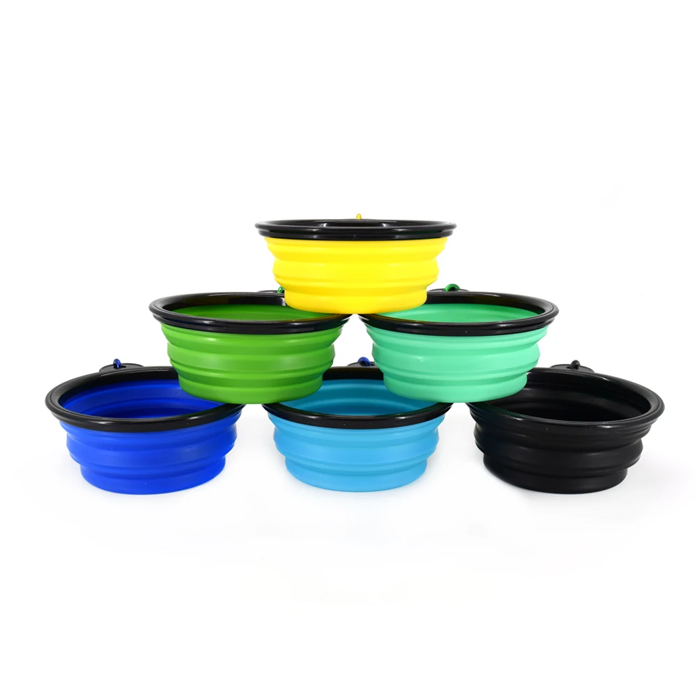  Travel Camping Hiking Walking Dog Dish Bowl Collapsible Pet with Carabiner