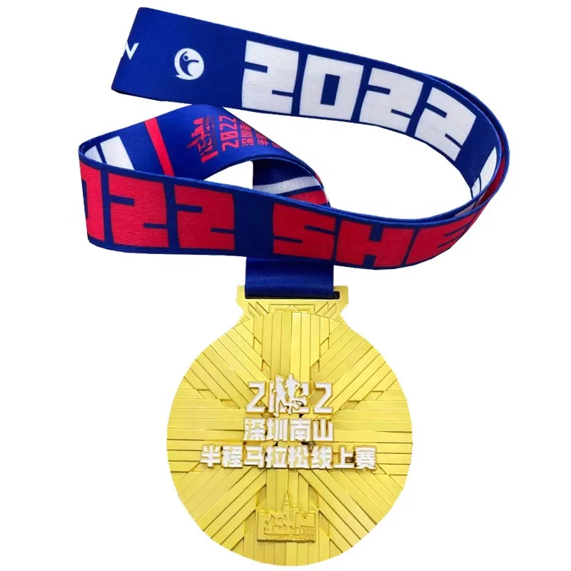 Medallion manufacturer personalized honor awards metal 3D gold plated sports race gift medal