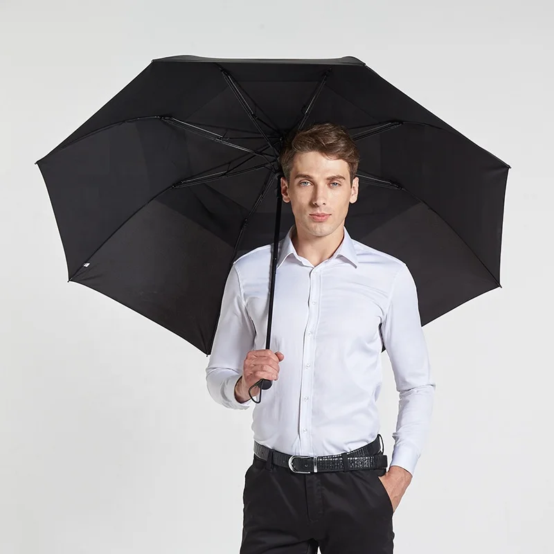 High Quality 28 Inch Large Long Double Vented Canopy Two Folding Golf Umbrella