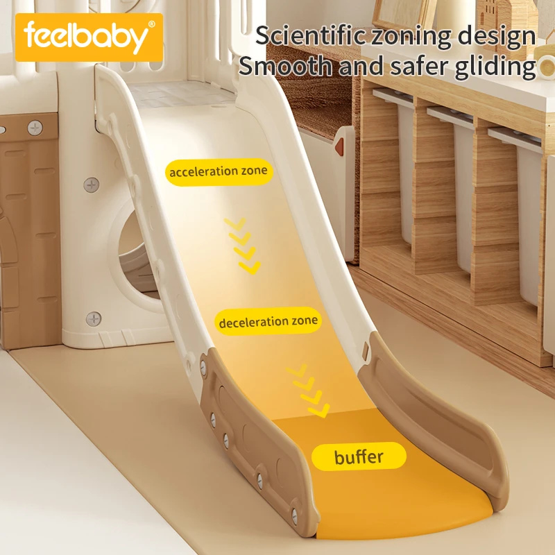 Feelbaby 2024 new product Indoor  Playground  Children Play Home Toy Good-looking Slide And Swing  Plastic  Slide For Kids