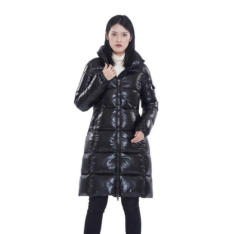 Profile white duck down jacket women 2021 winter new large fur collar long knee padded down jacket