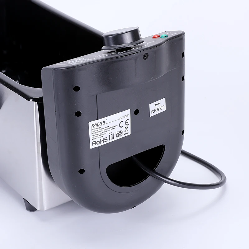 kolax brand removable deep fryer ss for fish potato chips  2000w 3L adjustable thermostat