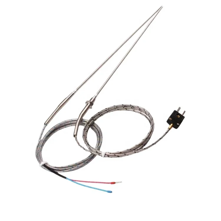 J type ultra fine probe thermocouple fiberglass 2 wire temperature sensor probe