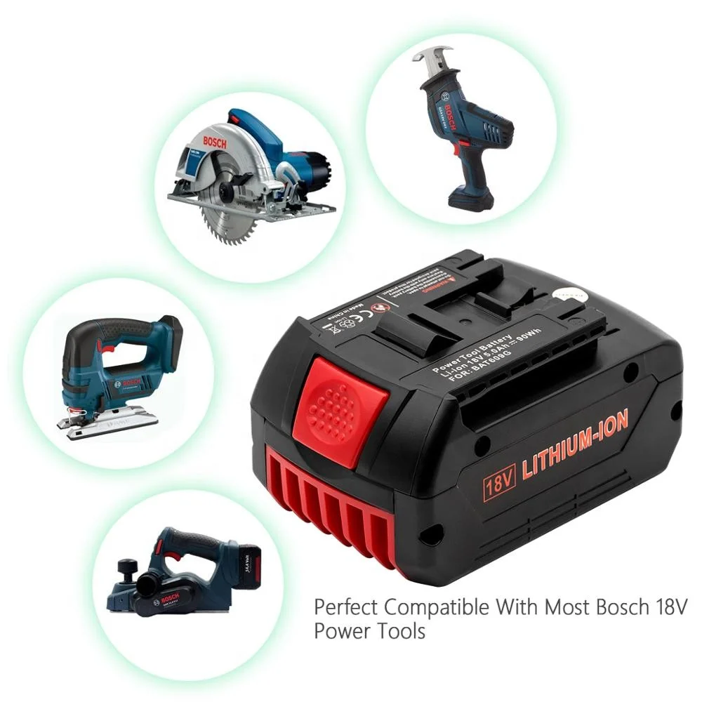 
replacement Bosch18V Li-ion 5000mAh Rechargeable Power Tool Battery Bosch BAT609 BAT618 BAT621 with LED indicator 