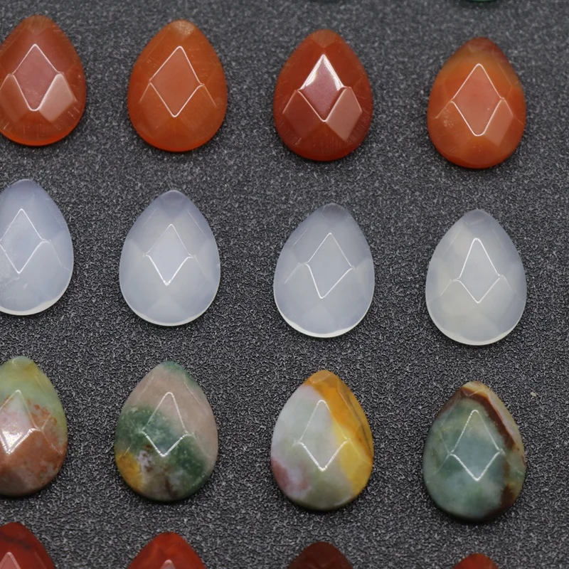 Natural Gemstone13X18mm drop Cabochon loose bead  faceted no hole beads patch for ring material