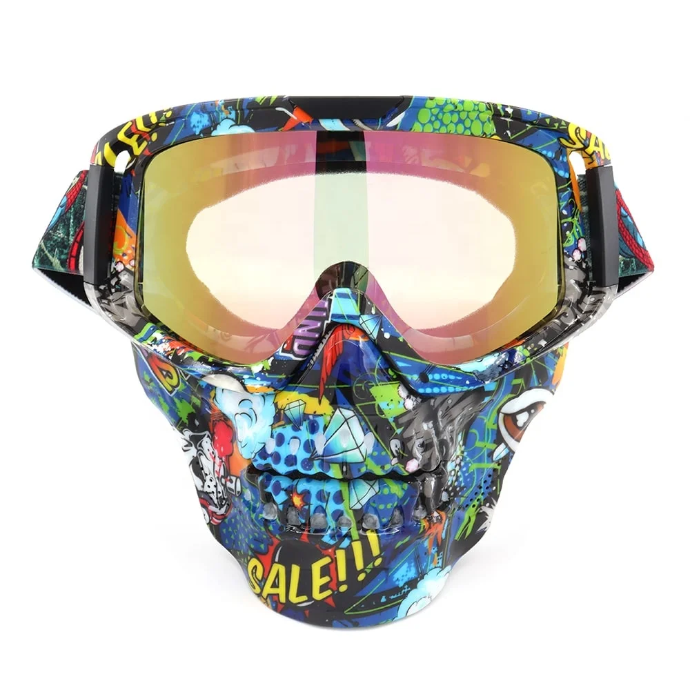 Durable atv racing goggles face mask glasses off road motocross motorbike paintball mask removable