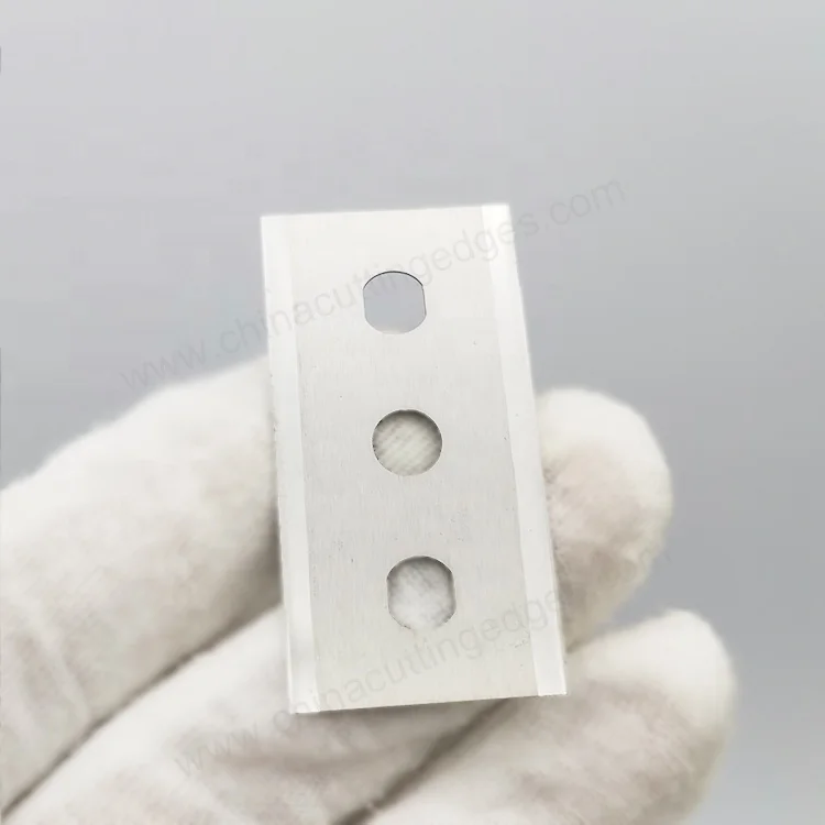 Tungsten Carbide Cutting Blade Knife with Double Edge 3 Holes Razor Blades