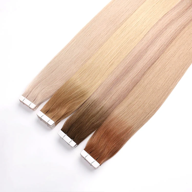 Ethecial Sourced Mongolian Russian Full Cuticle Tape Ins Extensions, Double Drawn Tape In Hair Extensions 100% Human Hair