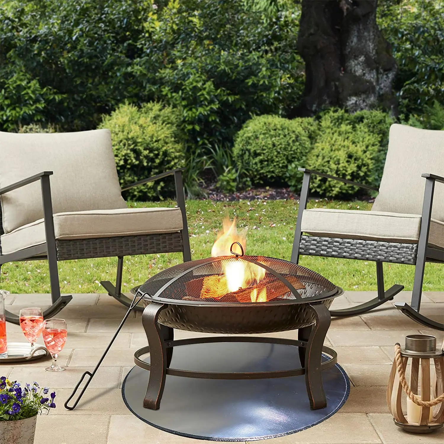 36 40 inches Fireproof  Round   Outdoor Patio  Stove Campsite Party Fire Pit Mat