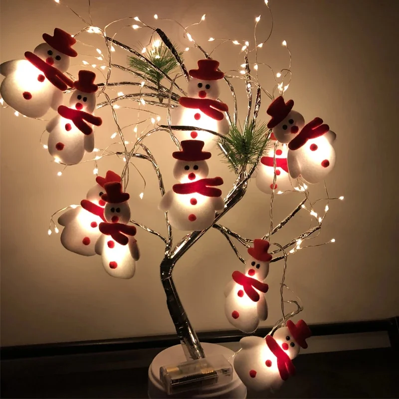 New Christmas LED Light String 1.5M 10LED Christmas Tree Lamp Snowman Santa Claus LED Lights Home Party Decor Gift