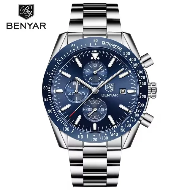 BENYAR Watch 5140 Top Fashion Hot Sell Watches Men Wrist Luxury Waterproof Quartz Gold Watch Leather Sport Wristwatches