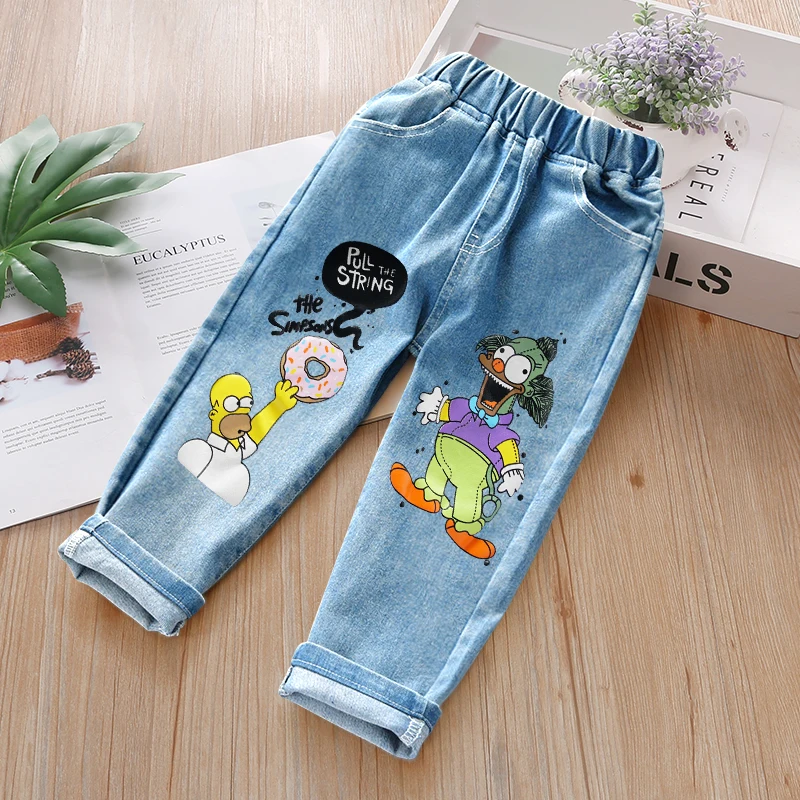 
2021 New Arrival Chic Design Wholesale Custom Cartoon Jeans Kids Jeans Pants For Girl 